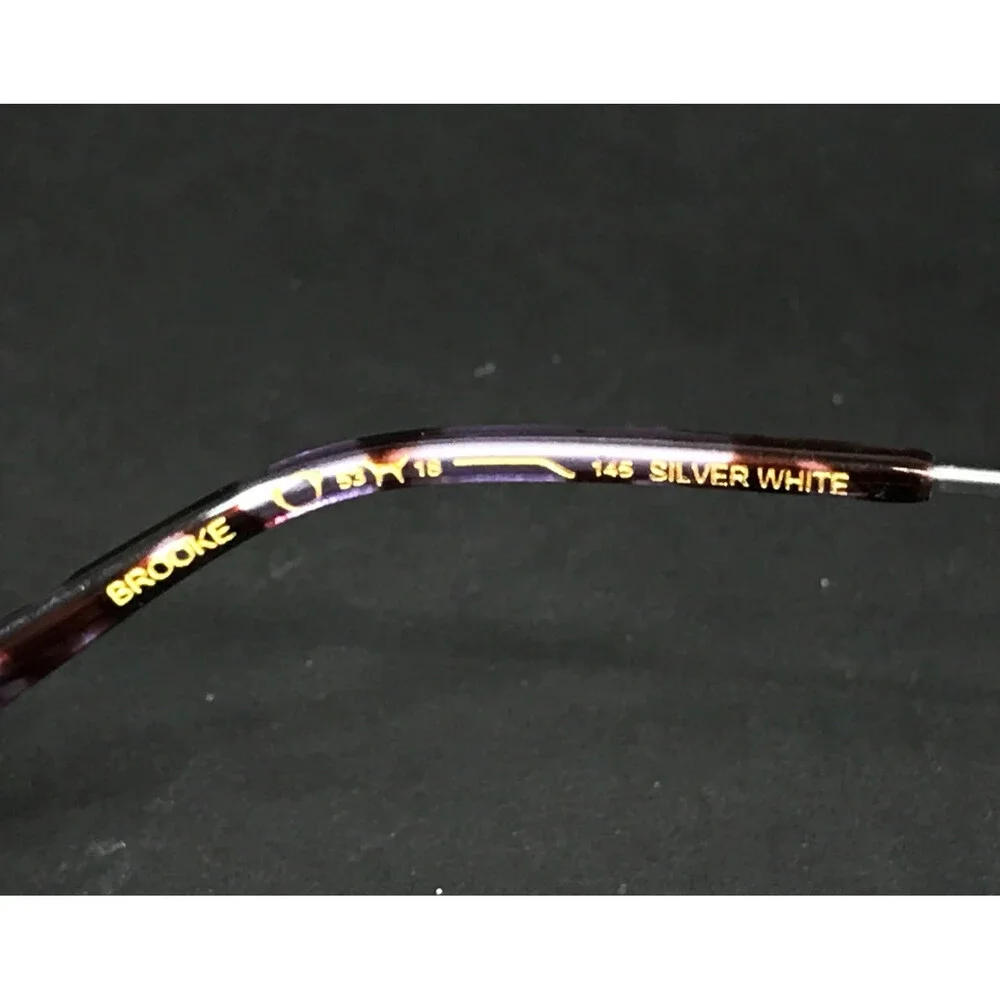 Erkers Eyeglasses Frames BROOKE Silver White Purple Hexagonal Titanium 53-18-145